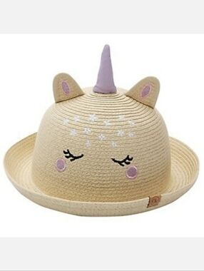 🆓️ W/ $60 Purchase! Flapjackkids Little Kid's UPF 50 Unicorn Straw Hat, 2-4 YRS